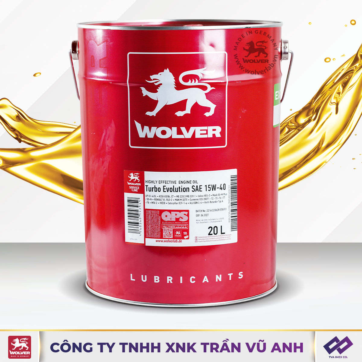 WOLVER TURBO EVOLUTION 15W40 CI-4 20L